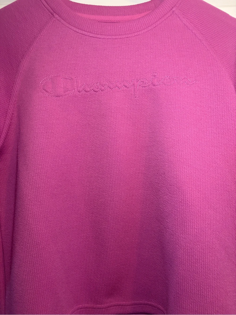Champion Girls Pink Crewneck Ribbed Sweatshirt
